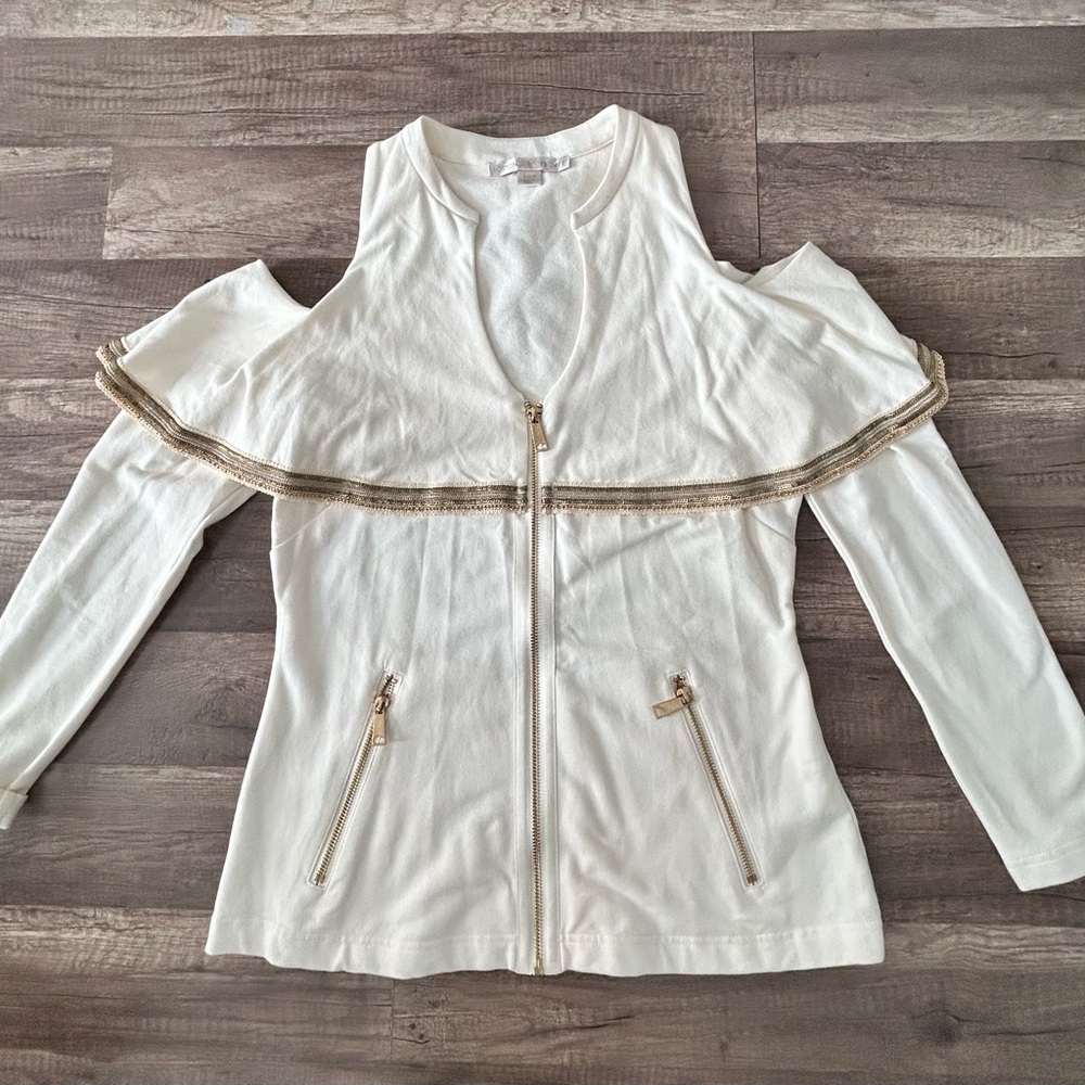 Boston Proper Cream Open Front Cardigan